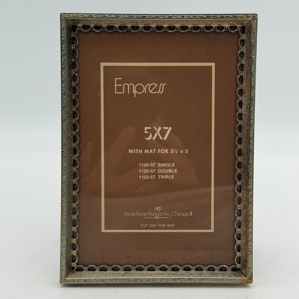 Vtg Empress 5x7 Ornate Silver Metal Picture Frame Acme Frame Products 1120-57